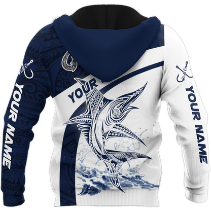 Amazing Polynesian Marlin Billfish Fishing Personalized Unisex Hoodie ML