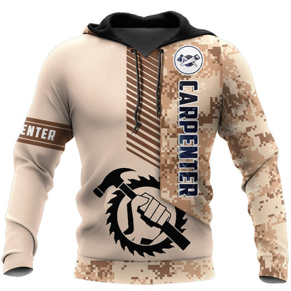 Personalized Name Carpenter 3D All Over Printed Unisex Shirts Brown Camo