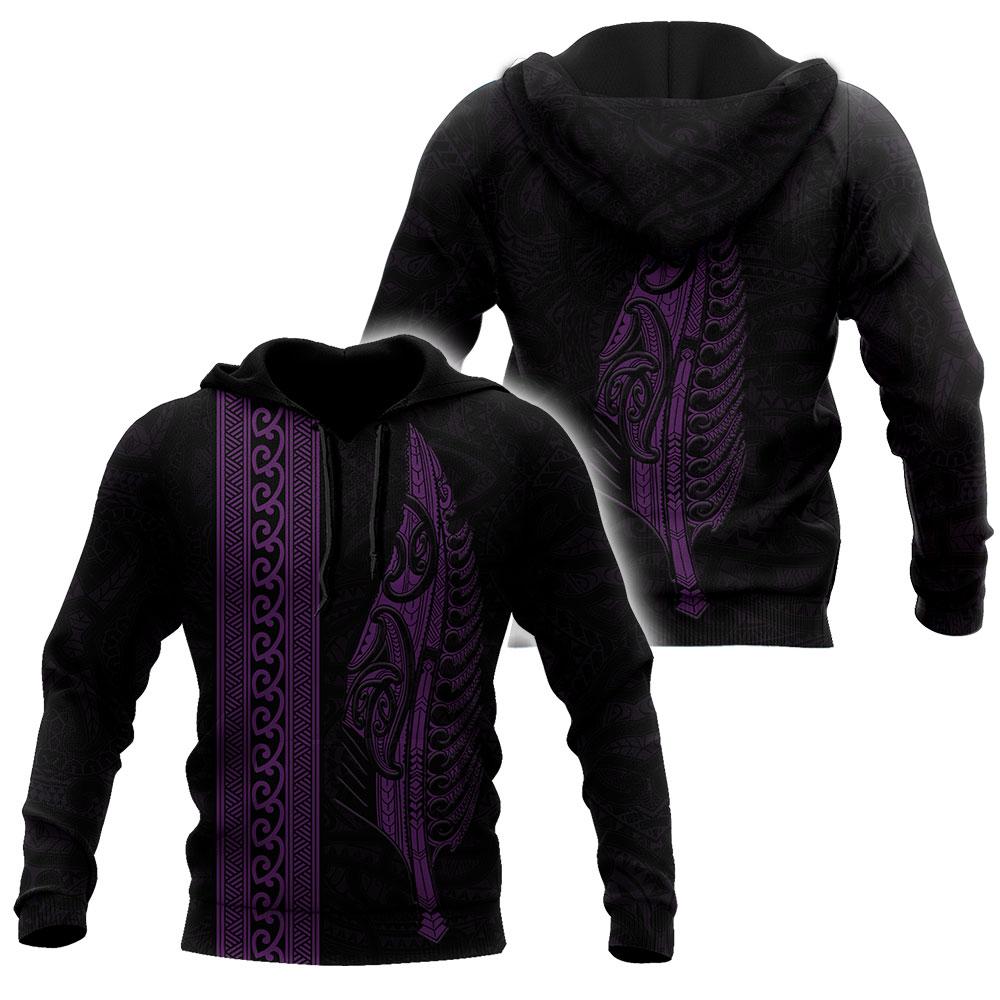 Maori Silver Fern Purple 3D All Over Printed Unisex Shirts
