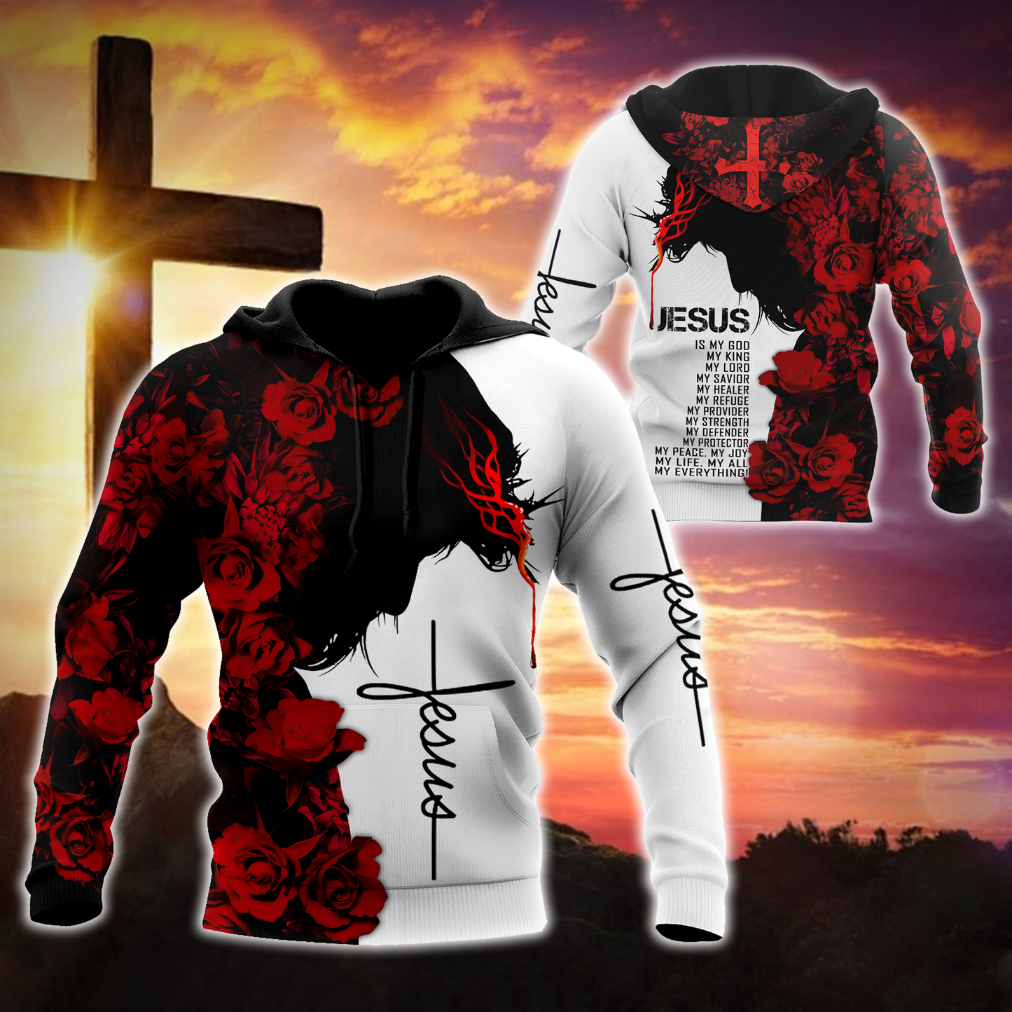 Premium Christian Jesus Red Roses 3D All Over Printed Unisex Shirts - Amaze Style™-Apparel