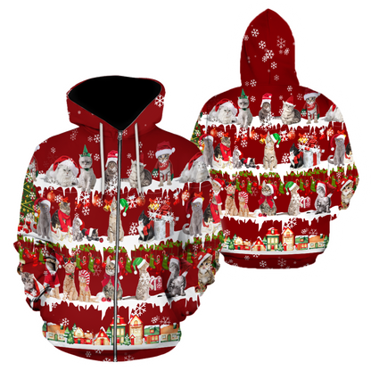 All Cat Breeds Christmas unisex 3d all over printed shirts