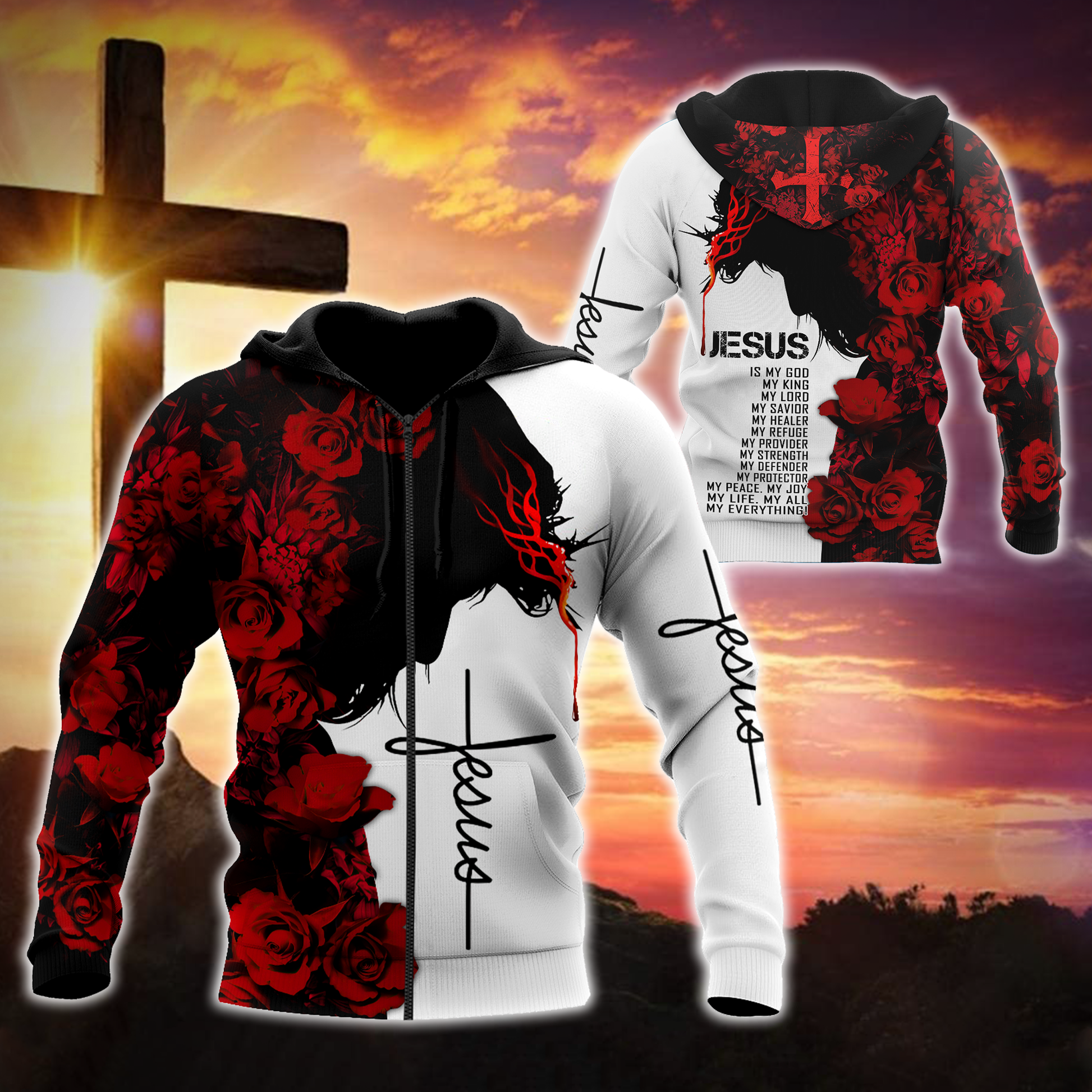 Premium Christian Jesus Red Roses 3D All Over Printed Unisex Shirts - Amaze Style™-Apparel