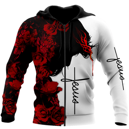 Premium Christian Jesus Red Roses 3D All Over Printed Unisex Shirts - Amaze Style™-Apparel