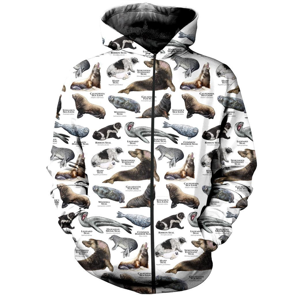 3D All Over Printed Seals and Sea Lions Of The World Shirts and Shorts-Apparel-6teenth World-ZIPPED HOODIE-S-Vibe Cosy™