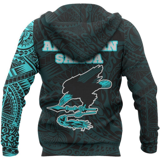 American Samoa In My Heart Polynesian Hoodie Blue PL - Amaze Style™-Apparel