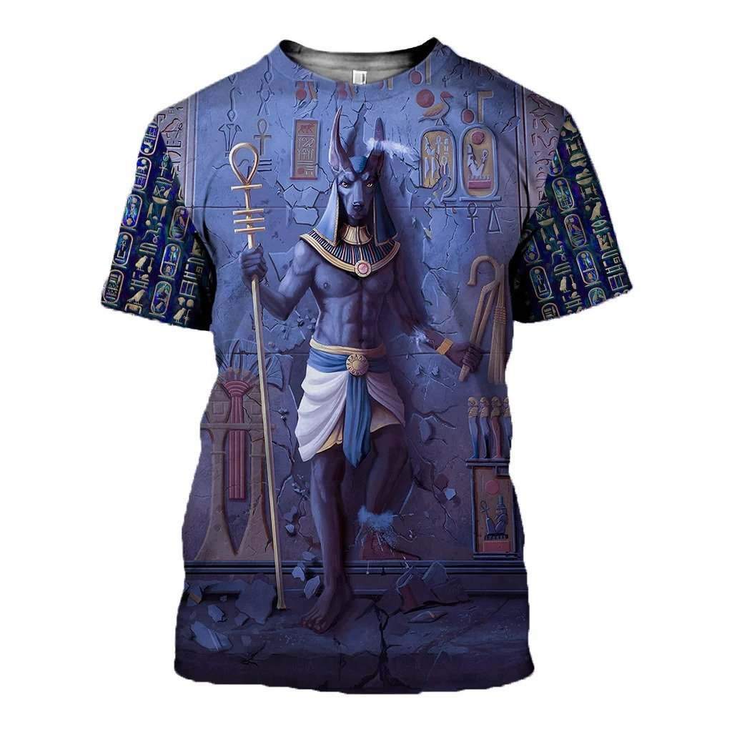 Anubis Face Blue Egypt Ancient 3D All Over Printed Clothes-Apparel-MP-T-Shirt-S-Vibe Cosy™