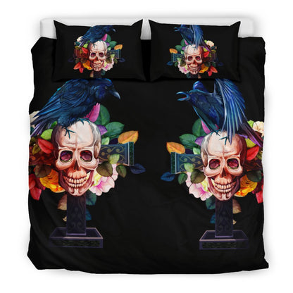 Premium Raven and Skull Bedding Set