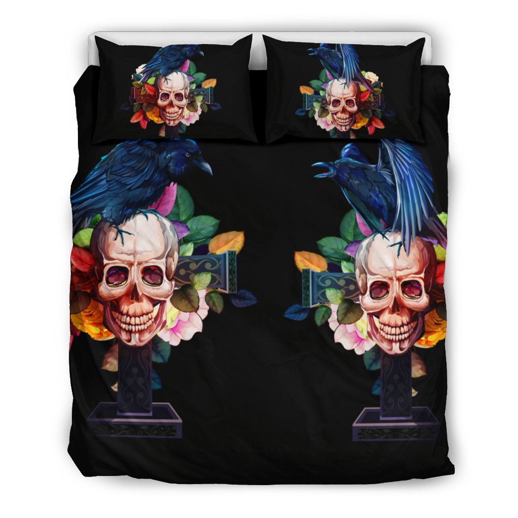 Premium Raven and Skull Bedding Set