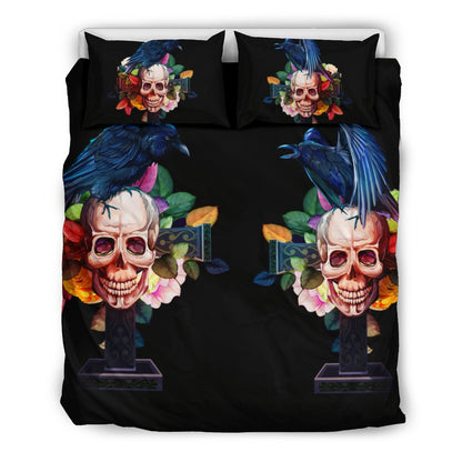 Premium Raven and Skull Bedding Set
