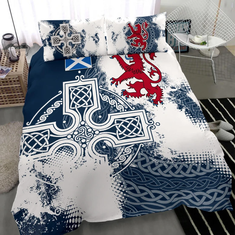 Premium 3D Printed Celtic Cross Scotish Rugby Union Bedding Set MEI