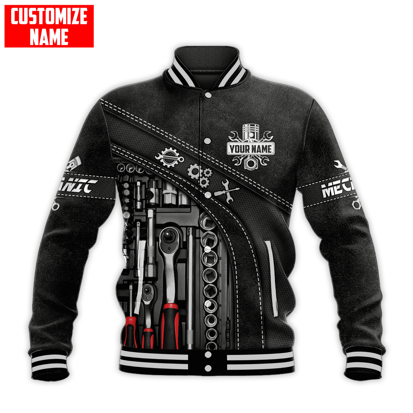 Personalized Name Mechanic 3D All Over Printed Unisex Shirts Leather