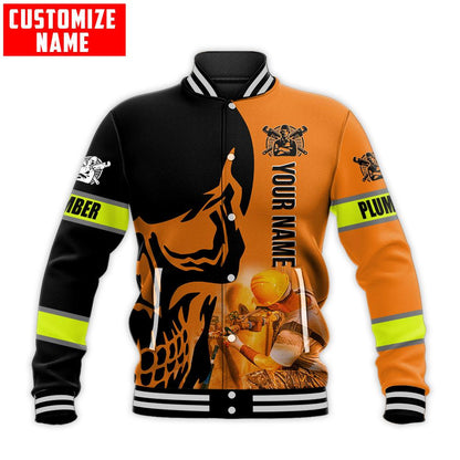 Tmarc Tee Personalized Plumber Orange Skull Apparel