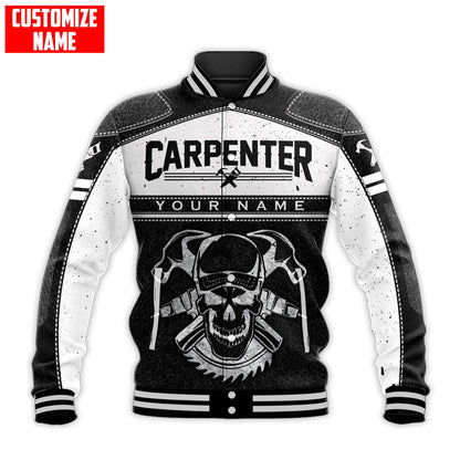 Tmarctee Personalized Name Carpenter Skull 3D All Over Printed Shirts