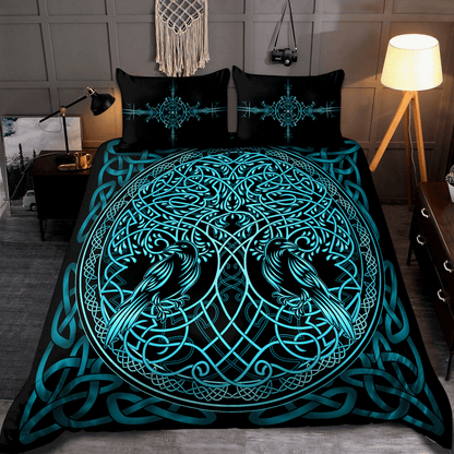 Premium Viking Gear Viking Bedding Set - Raven Yggdrasil