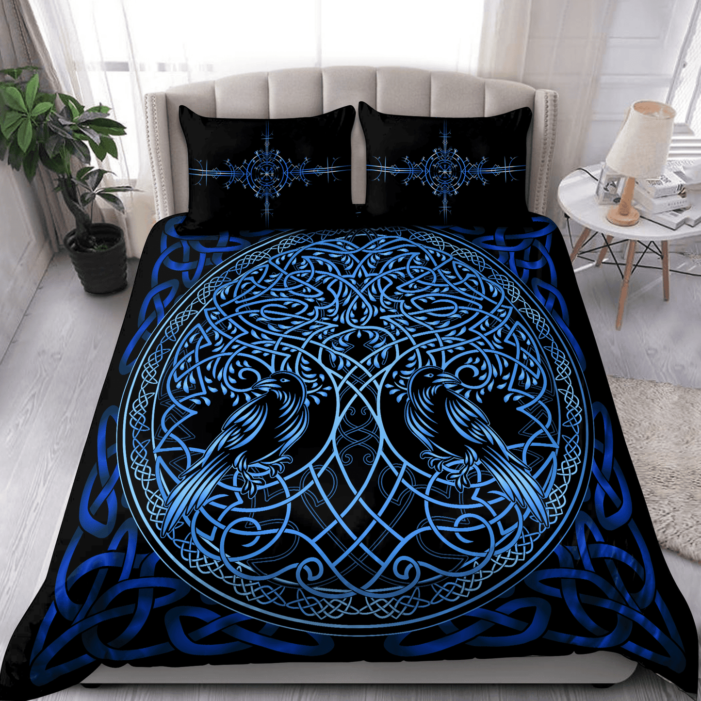 Premium Viking Gear Viking Bedding Set - Raven Yggdrasil