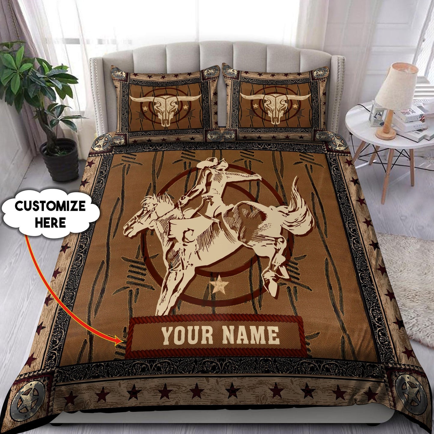Personalized Name Rodeo Bedding Set Skull