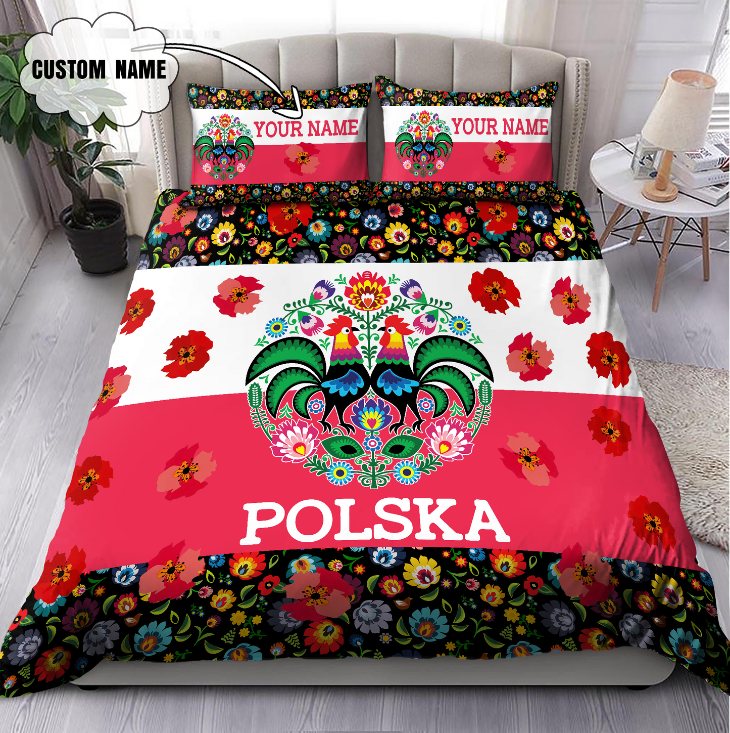 Customize Polska Wycinanki 3D all over printed bedding set