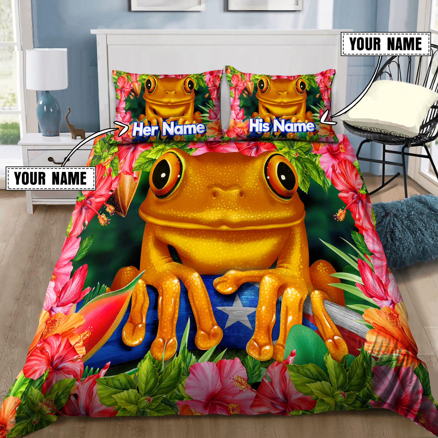 Customize Name Coqui Puerto Rico Bedding Set