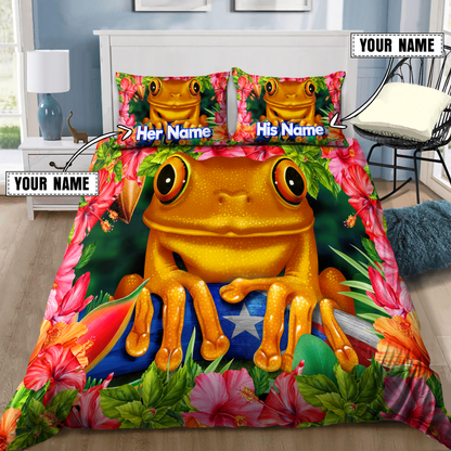 Customize Name Coqui Puerto Rico Bedding Set
