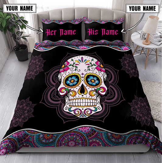 Customize Name Sugar Skull Bedding Set