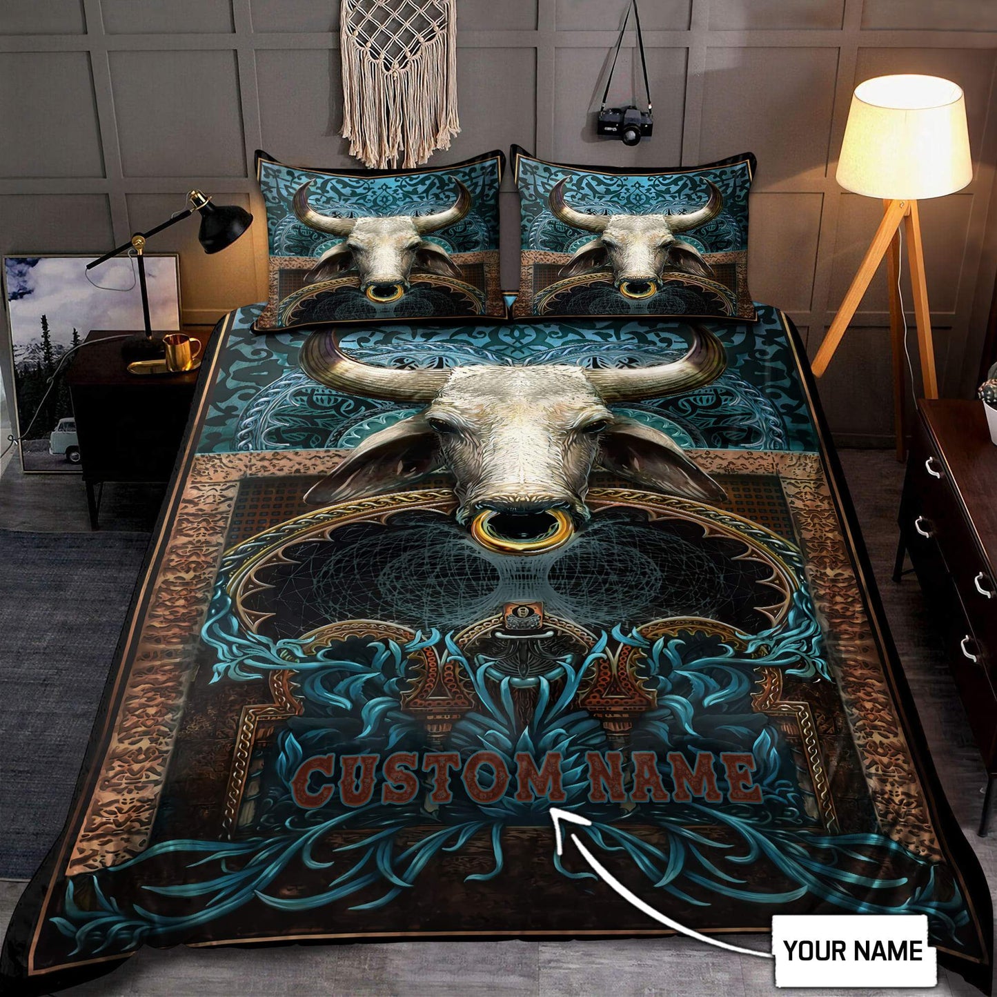 Personalized Name Rodeo Bedding Set Love Bull
