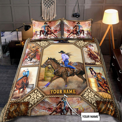 Personalized Name Barrel Racing Art Bedding Set