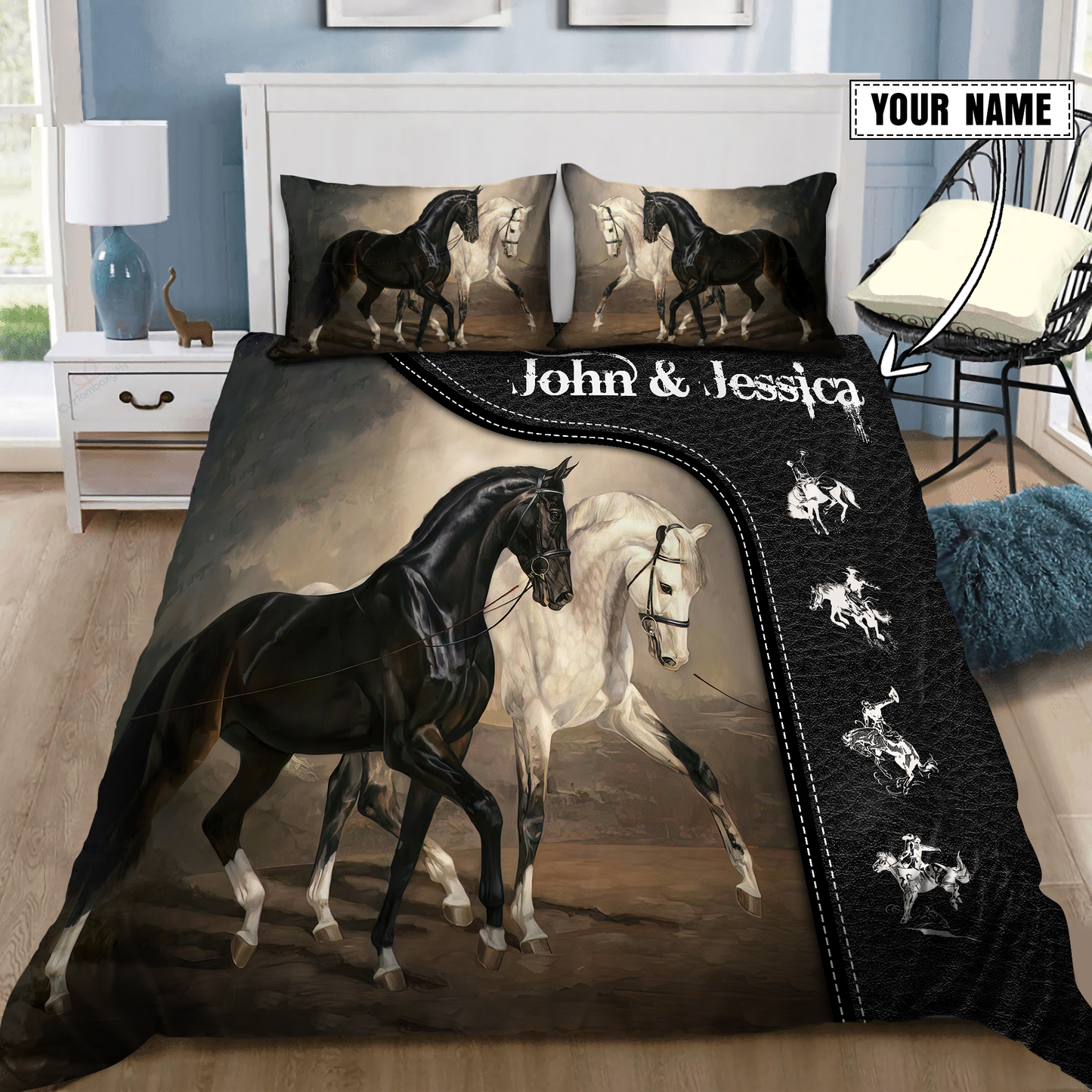 Personalized Name Rodeo Bedding Set Saddle Up Partner Ver 2
