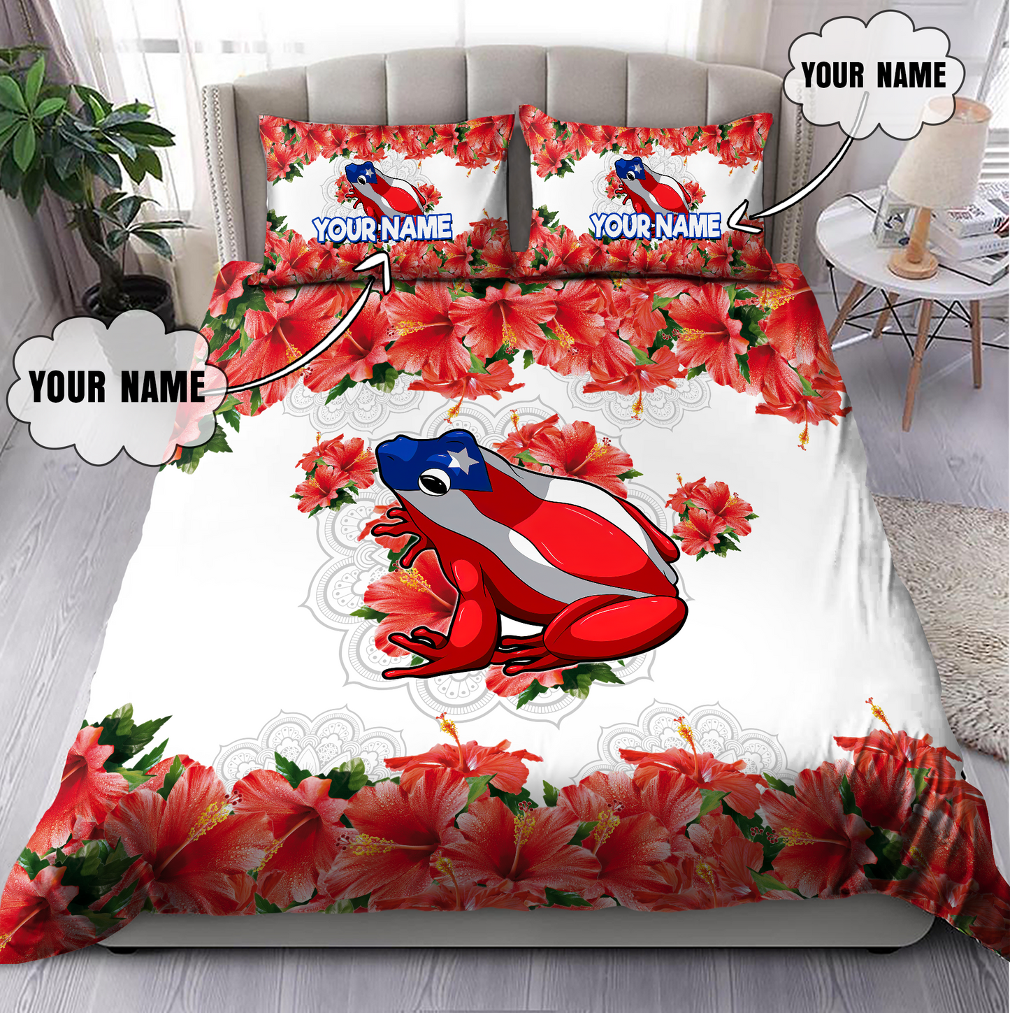 Customize Name Coqui Puerto Rico Bedding Set
