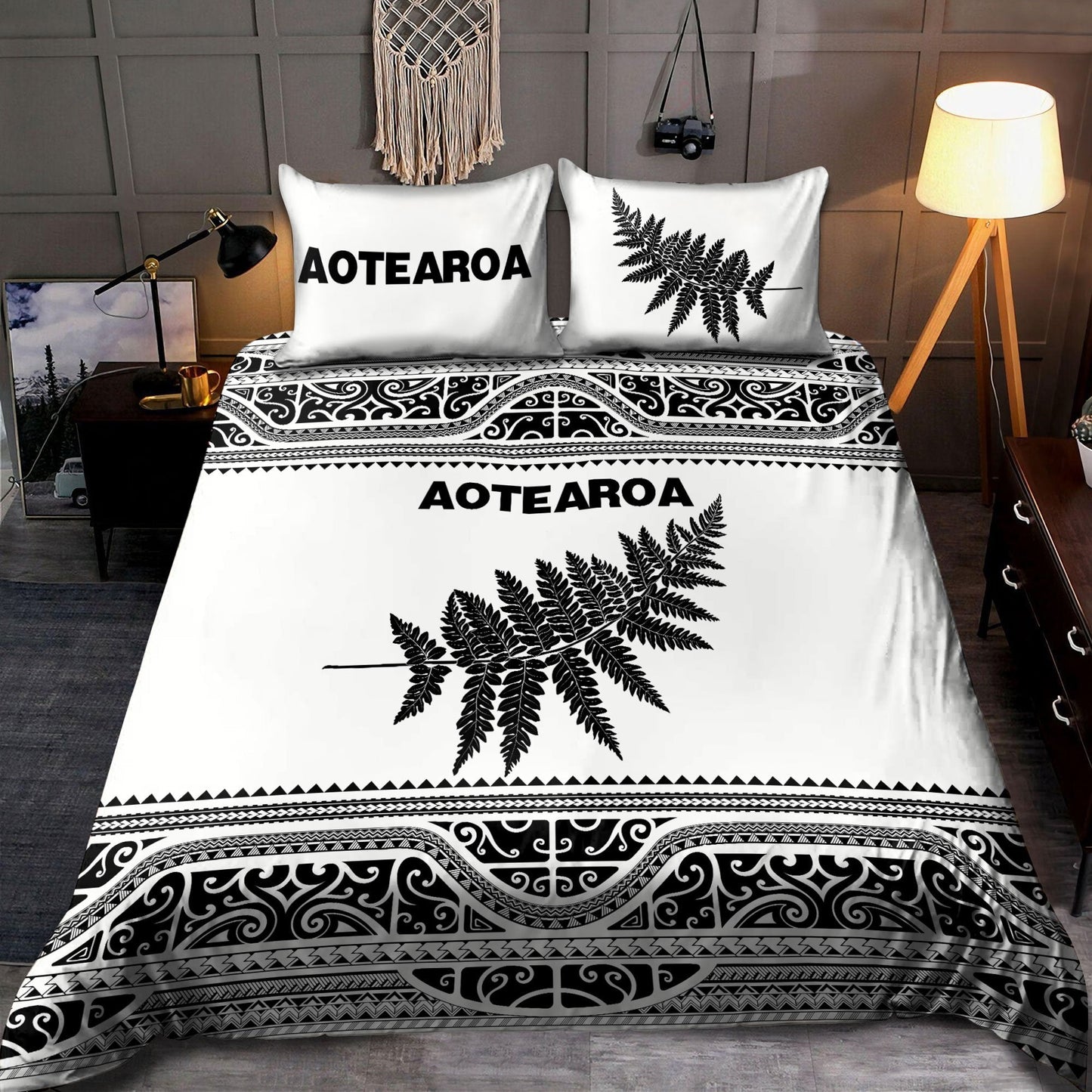 New Zealand Aotearoa Bedding Set Manaia Silver Fern Paua Shell Classic Version ML