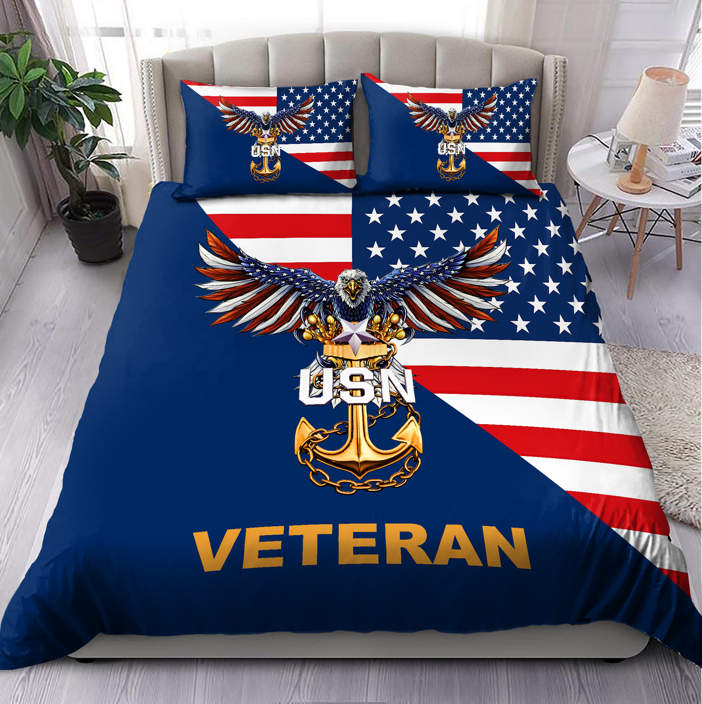 US Navy Veteran Eagle Bedding Set Proud Military