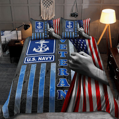 US Navy Veteran Bedding Set Proud Military