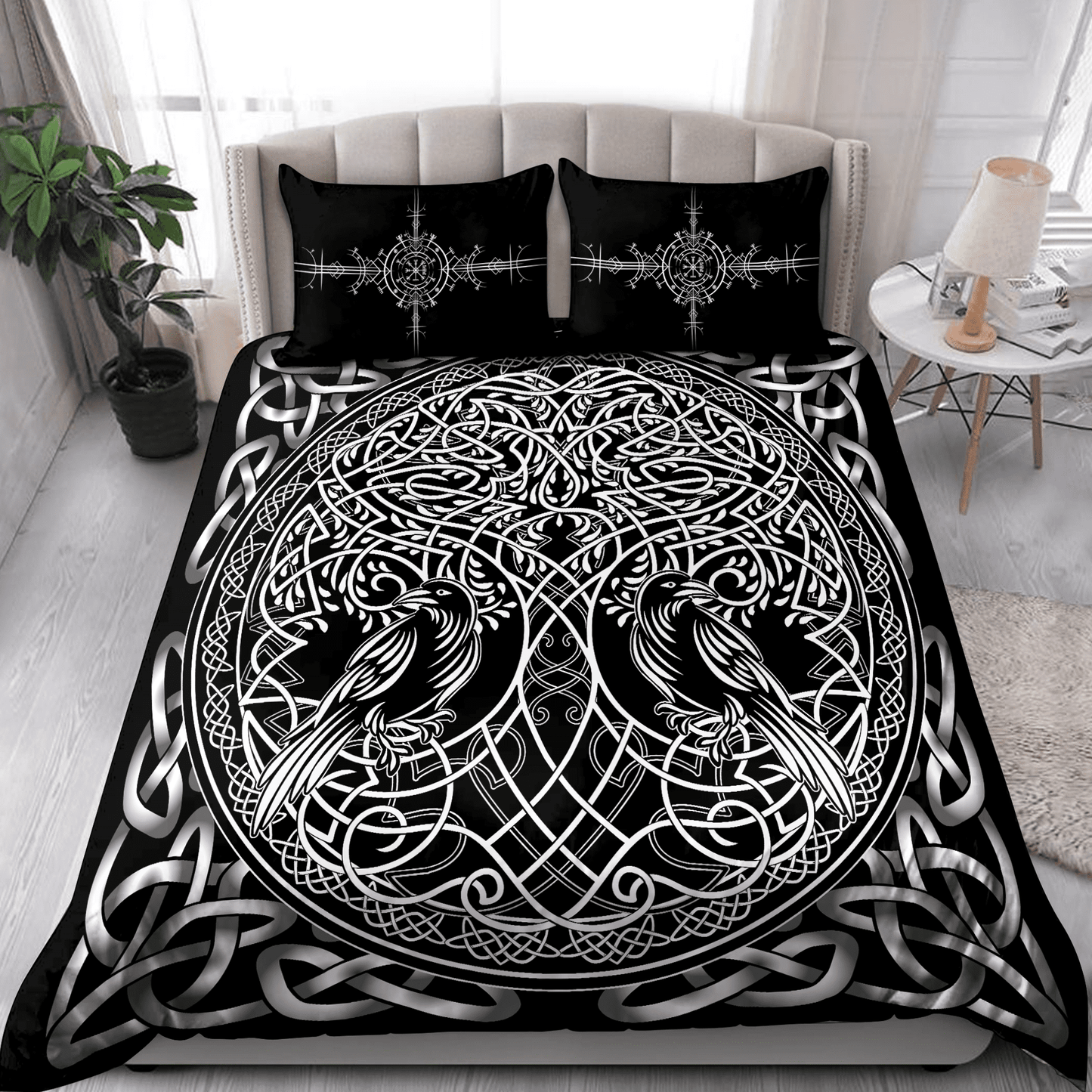 Premium Viking Gear Viking Bedding Set - Raven Yggdrasil