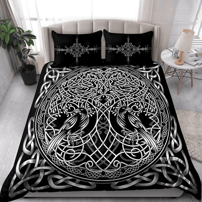 Premium Viking Gear Viking Bedding Set - Raven Yggdrasil