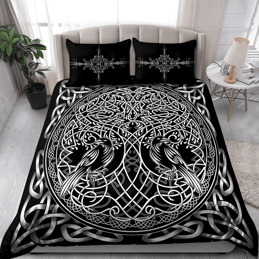 Premium Viking Gear Viking Bedding Set - Raven Yggdrasil