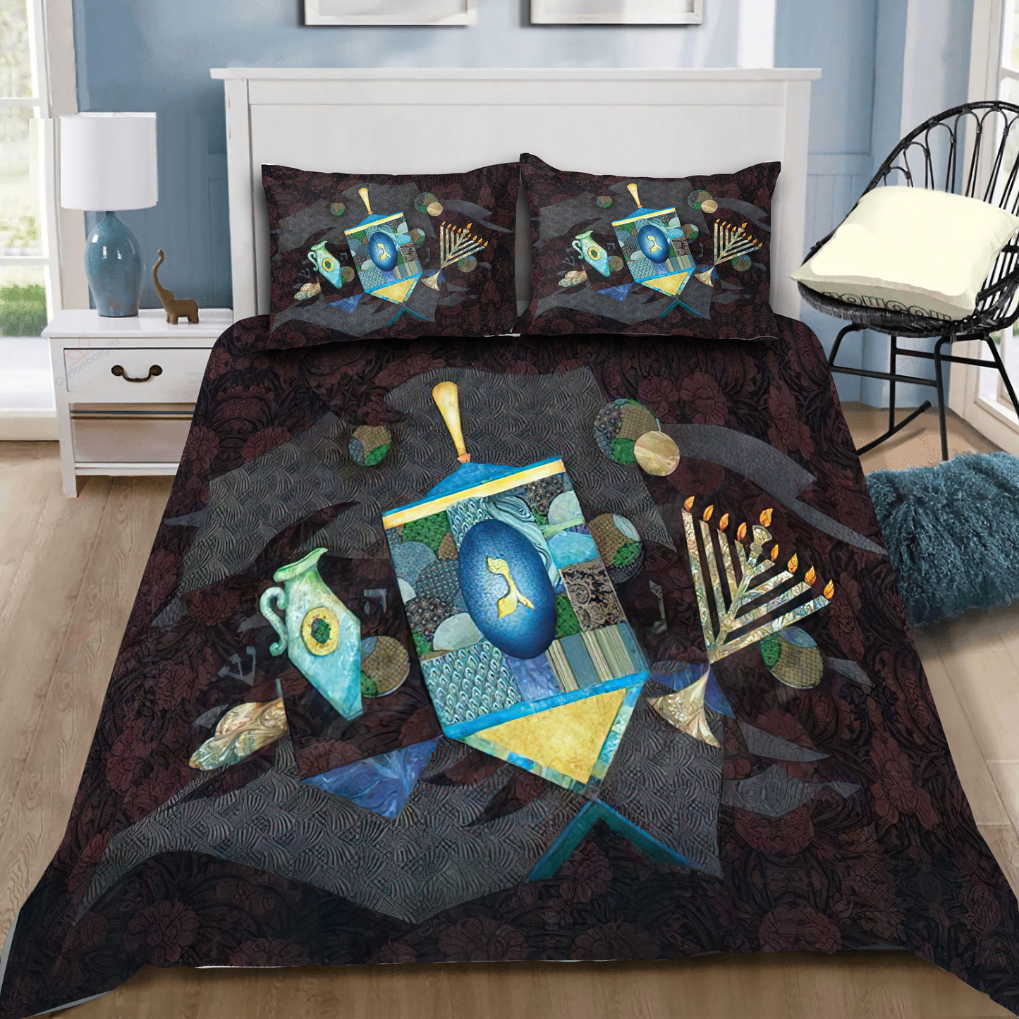 Premium Jewish Symbol All Over Printed Bedding Set