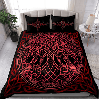 Premium Viking Gear Viking Bedding Set - Raven Yggdrasil