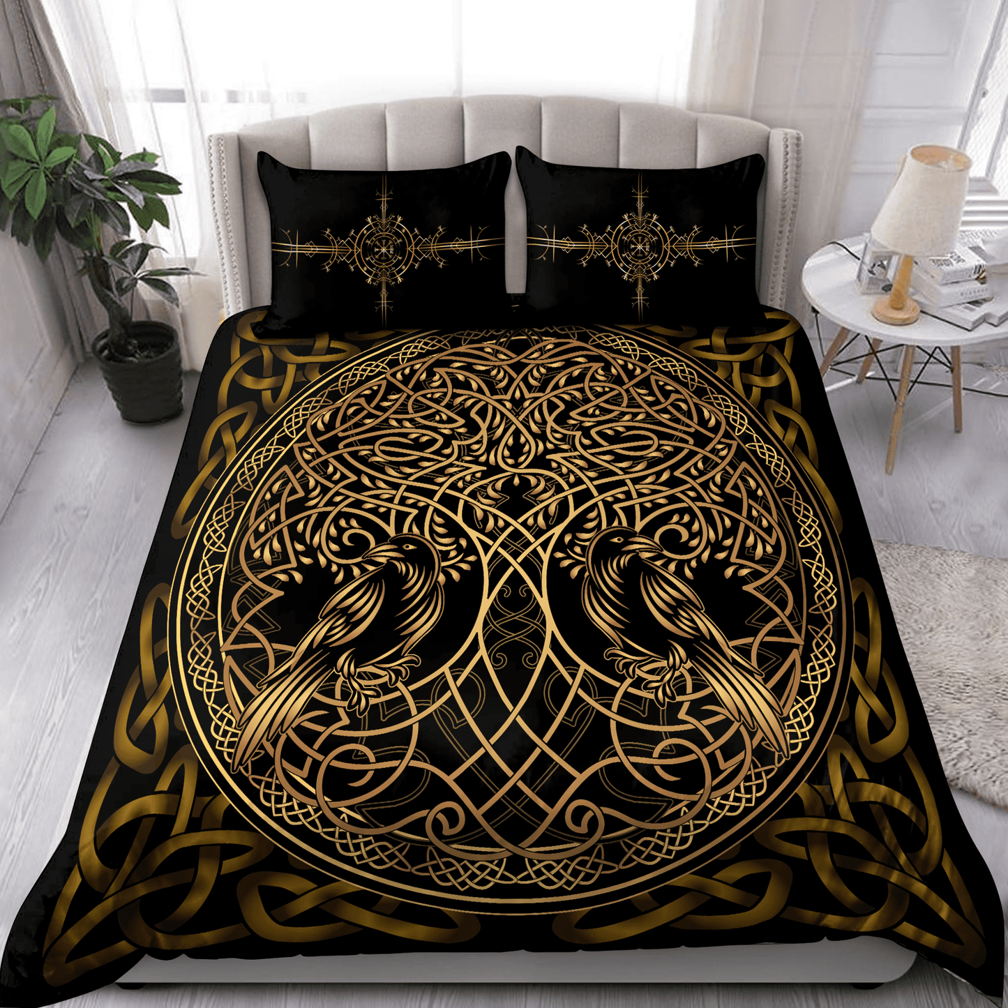 Premium Viking Gear Viking Bedding Set - Raven Yggdrasil