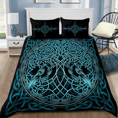 Premium Viking Gear Viking Bedding Set - Raven Yggdrasil