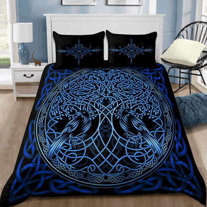 Premium Viking Gear Viking Bedding Set - Raven Yggdrasil