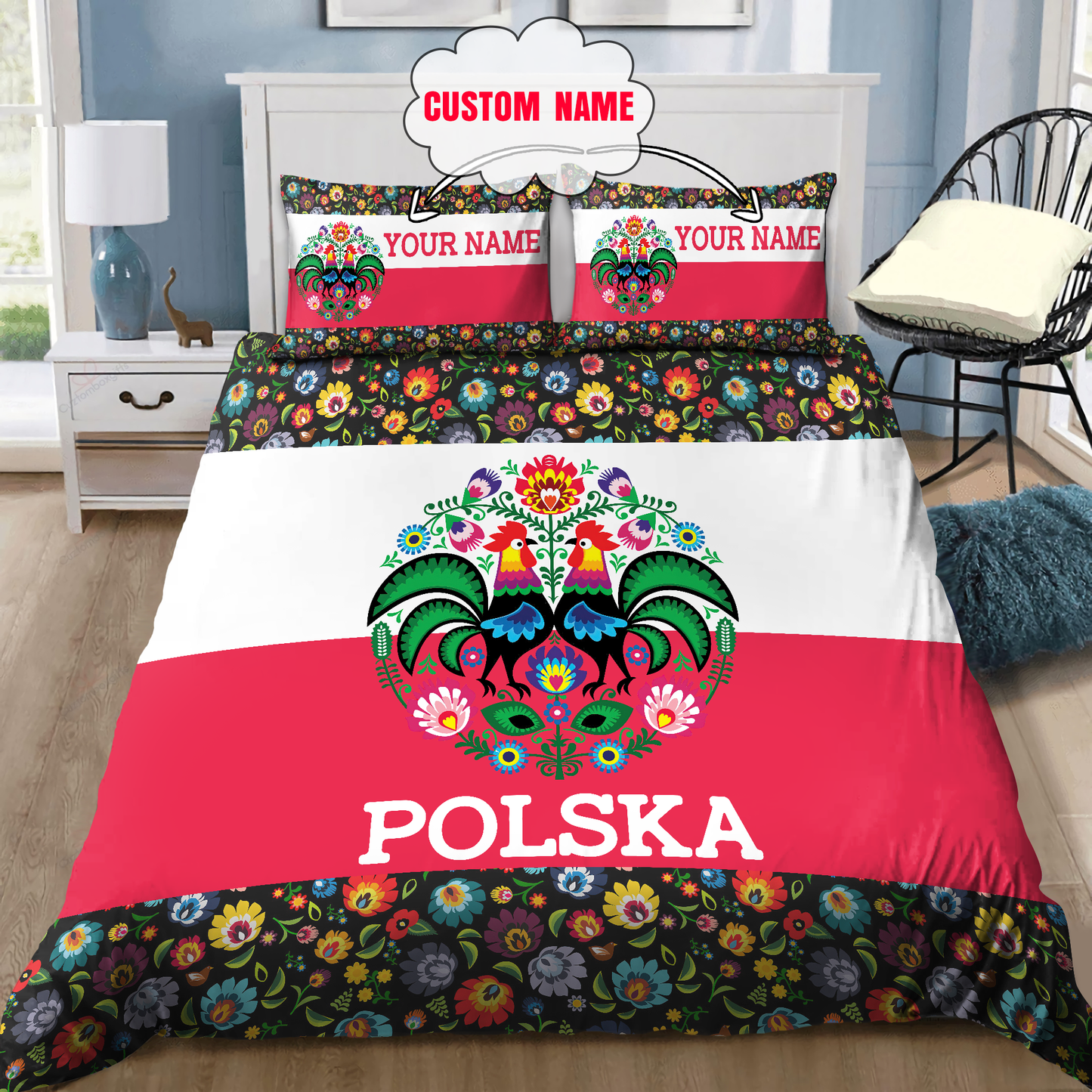 Customize Polska Wycinanki 3D all over printed bedding set
