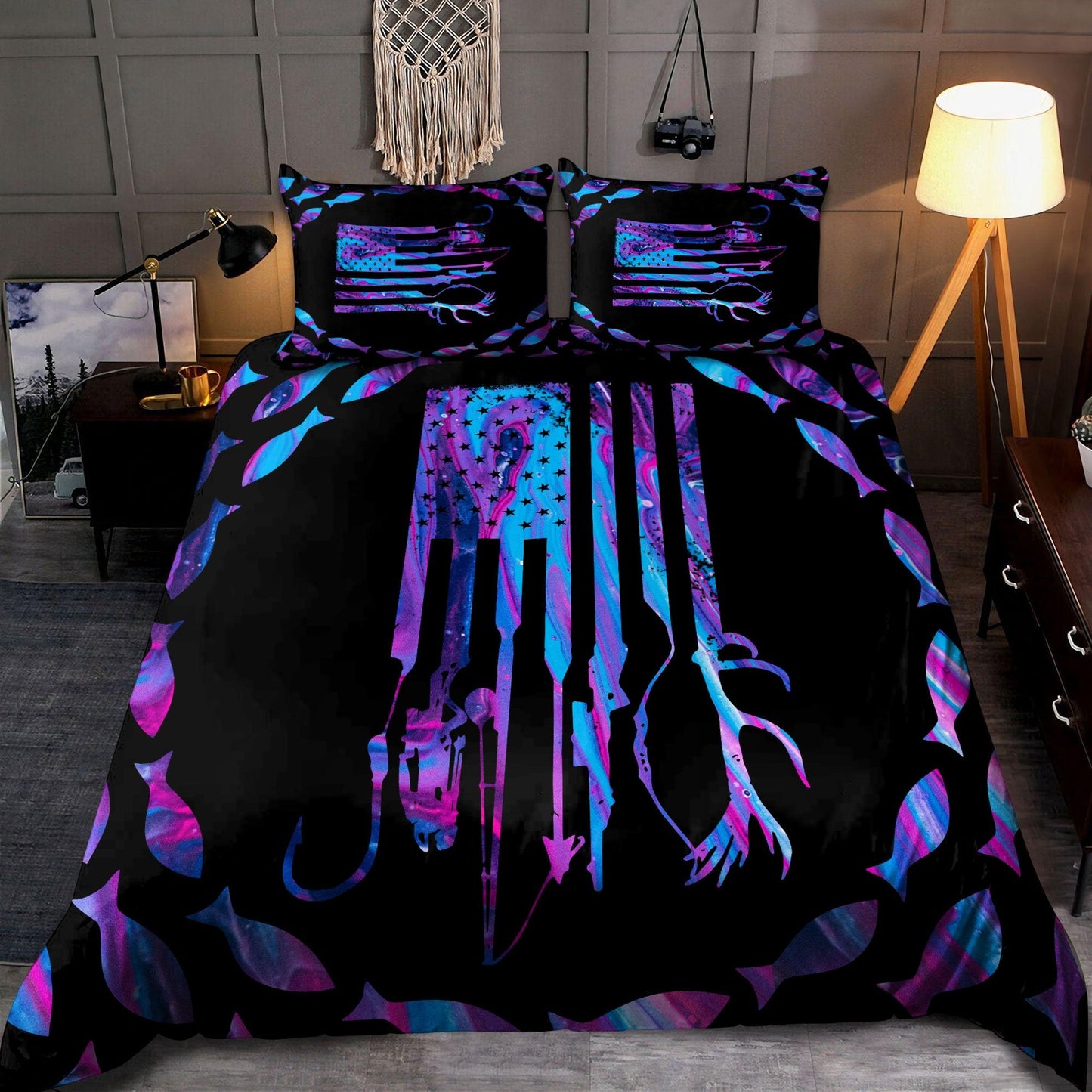 Fishing Decor Gear design 3d print Bedding set HHT28062103
