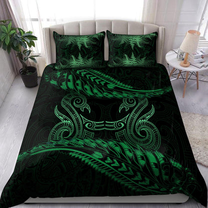 New Zealand Bedding Set Green Manaia Maori - Silver Fern Duvet Cover and Pillow Case ML NTN20032103