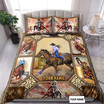 Personalized Name Barrel Racing Art Bedding Set