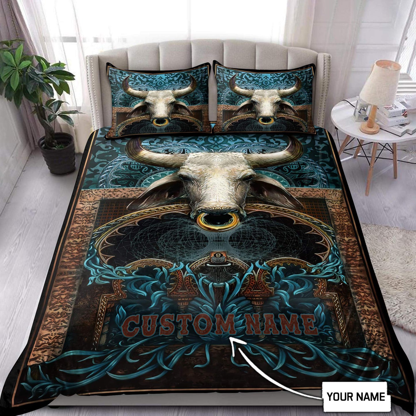 Personalized Name Rodeo Bedding Set Love Bull