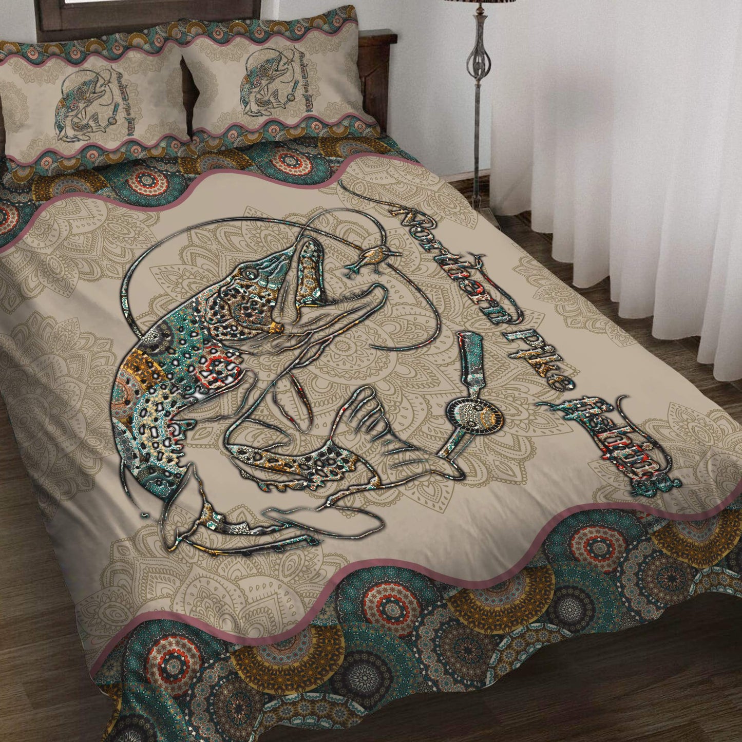 Northern Pike Fishing Mandala Vintage bedding set Pi26062104