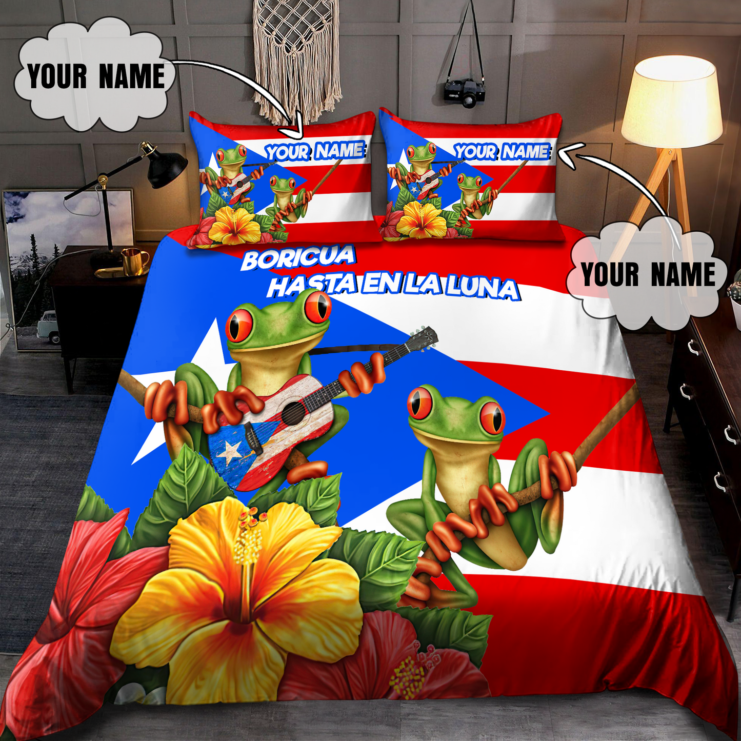 Customize Name Coqui Puerto Rico Bedding Set