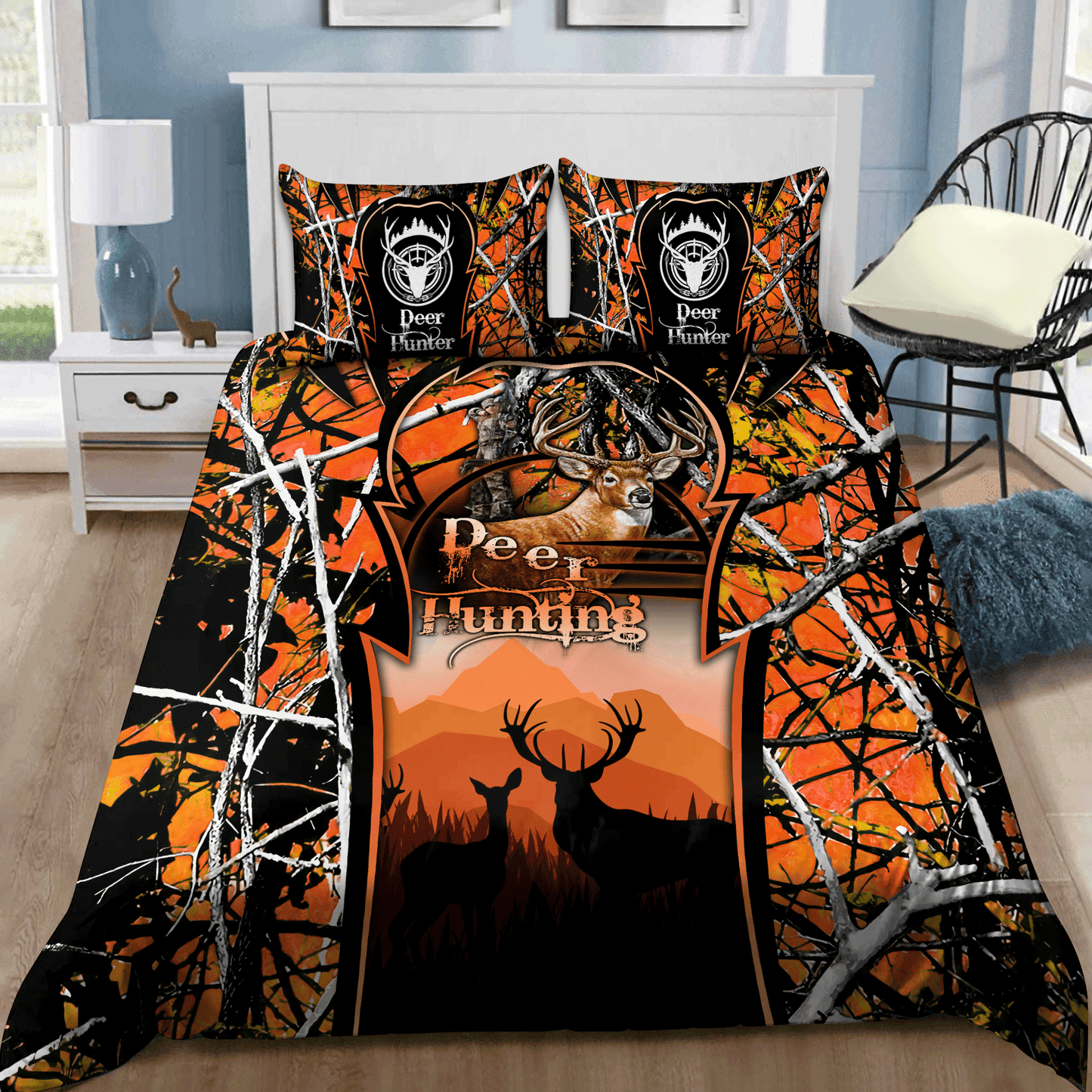 Orange Deer Hunting Bedding Set No3