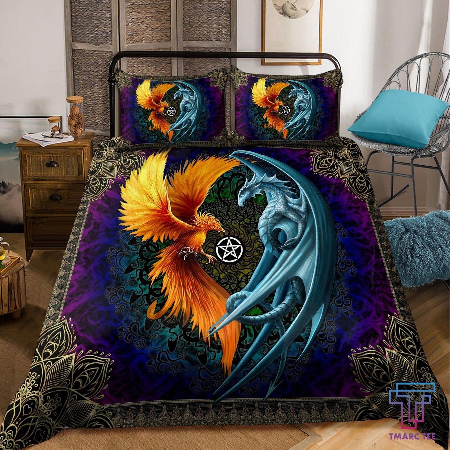 Dragon and Phoenix 3D All Over Printed Bedding Set NTN24062104