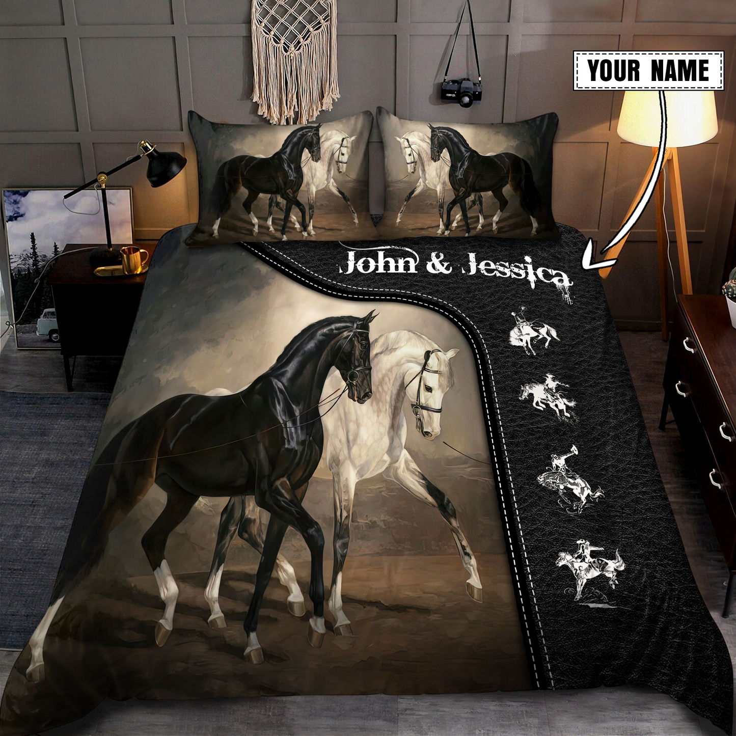 Personalized Name Rodeo Bedding Set Saddle Up Partner Ver 2
