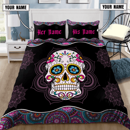 Customize Name Sugar Skull Bedding Set